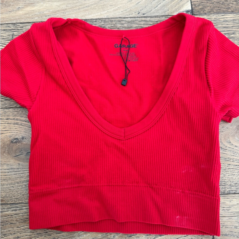 NEW! Garage Women's Red ribbed Crop Top size XS